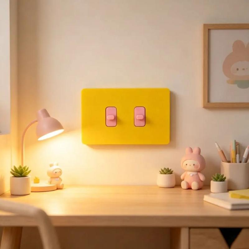 Minimalist Double-Button Push-Button Light Switch Frame, No Drilling Required. Double-Sided Adhesive Sticker Not Included.