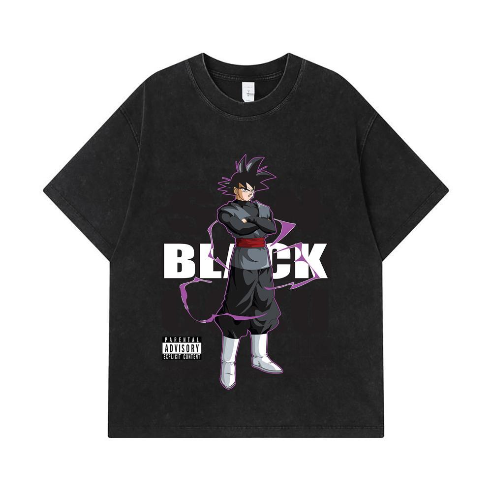 275 GSM Washed T-shirts 100% Cotton Dragon Ball V16 Black Goku Print Unisex Heavy Cotton T Shirt