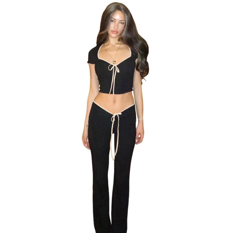 Streetwear Girl Set With Polyester Splicing For Casual Summer Wear