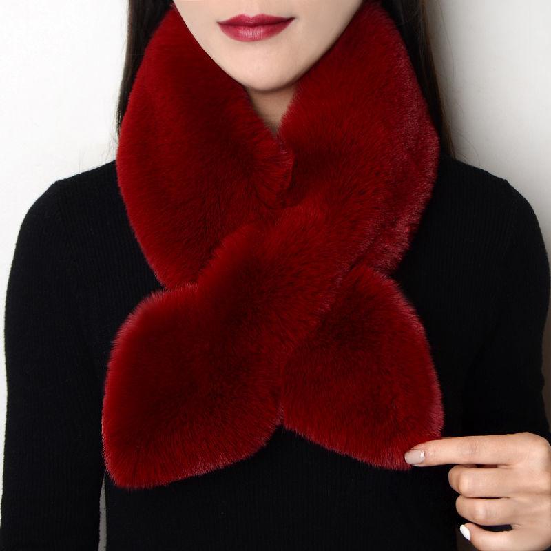 Winter Thick Scarf Women's Warm Imitation Otter Rabbit Fur Bib