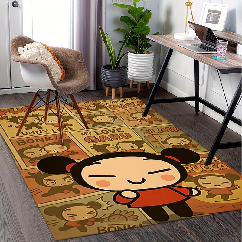 Pucca Office Chair Mat: Cute Cartoon Character Rug for Home Decor, Office Carpet Gift Suitable for Bedroom, Living Room, Various Rooms