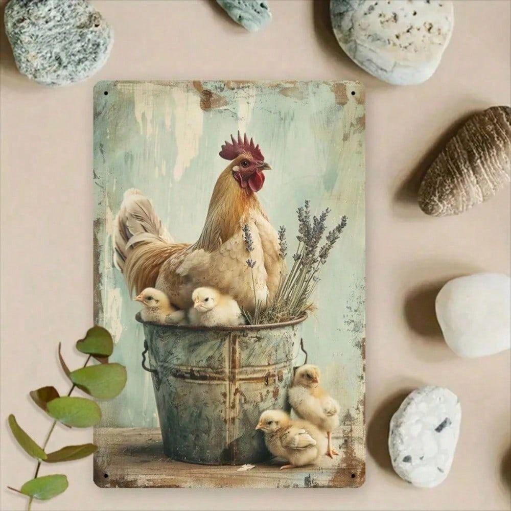 Metal Wall Art Vintage Chicken Kitchen Decor Ranch Poster