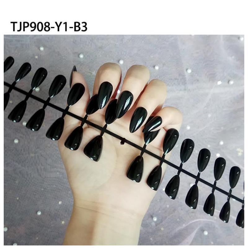 

24 шт./компл. DIY быстрые ногти однотонные глянцевые длинные капли воды накладные ногти разноцветные полоски готовый маникюр