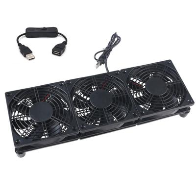 Three 120mm 5V USB Powered PC Router Fans 1 Speed 1400rpm High Airflow Cooling Fan for Router Modem Receiver