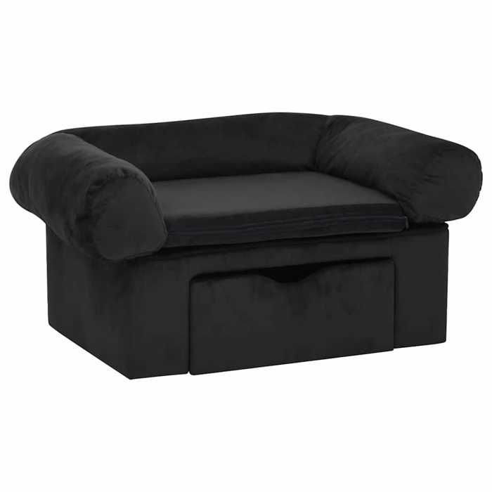 VidaXL Canapé pour Chien avec Tiroir Noir 75x50x38 cm Peluche Sofa Animaux 171078