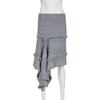 Women's Autumn Irregular Hem Knit Skirt - European & American Street Style with Pleated Design and Lace Details