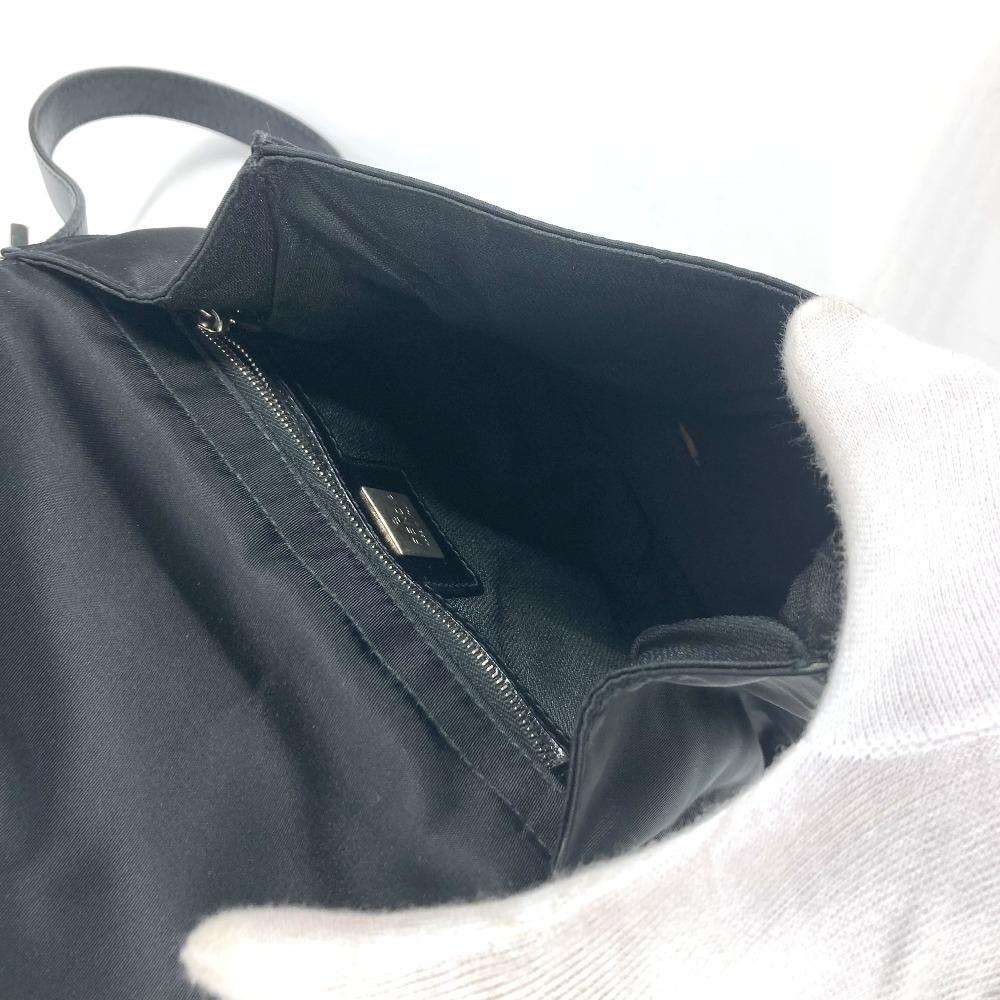 Fendi FF Logo Flap Crossbody Bag Pochette Shoulder Bag Nylon Black