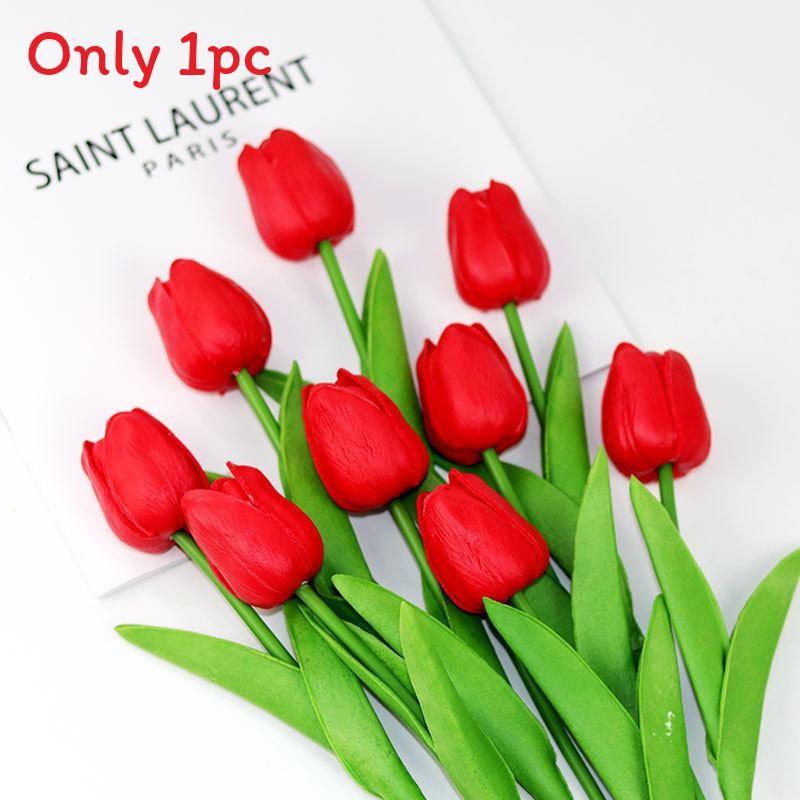 Tulip Pu Artificial Flowers For Wedding Decor Home Styling Props Photo