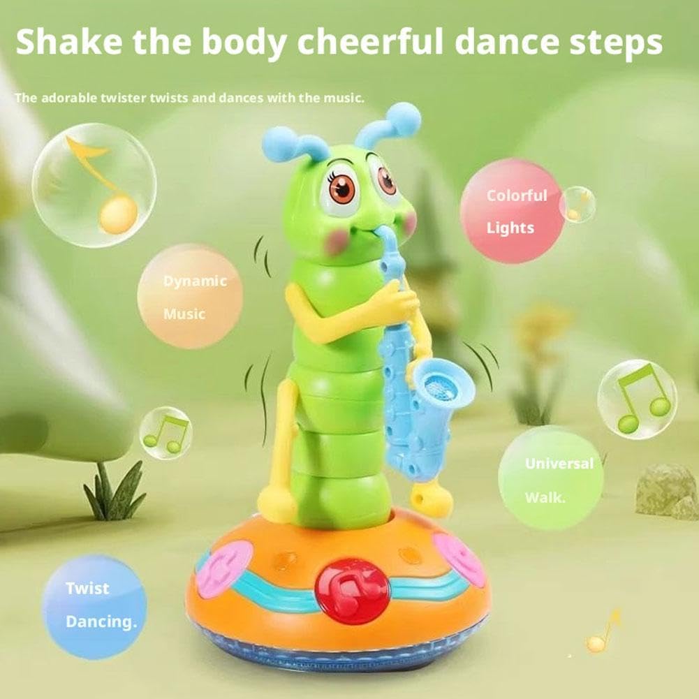 Hudební tančící housenka se saxofonem Hračka LED Světla Zábavná elektrická hudební hračka pro děti Perfektní dárek pro učení a hraní