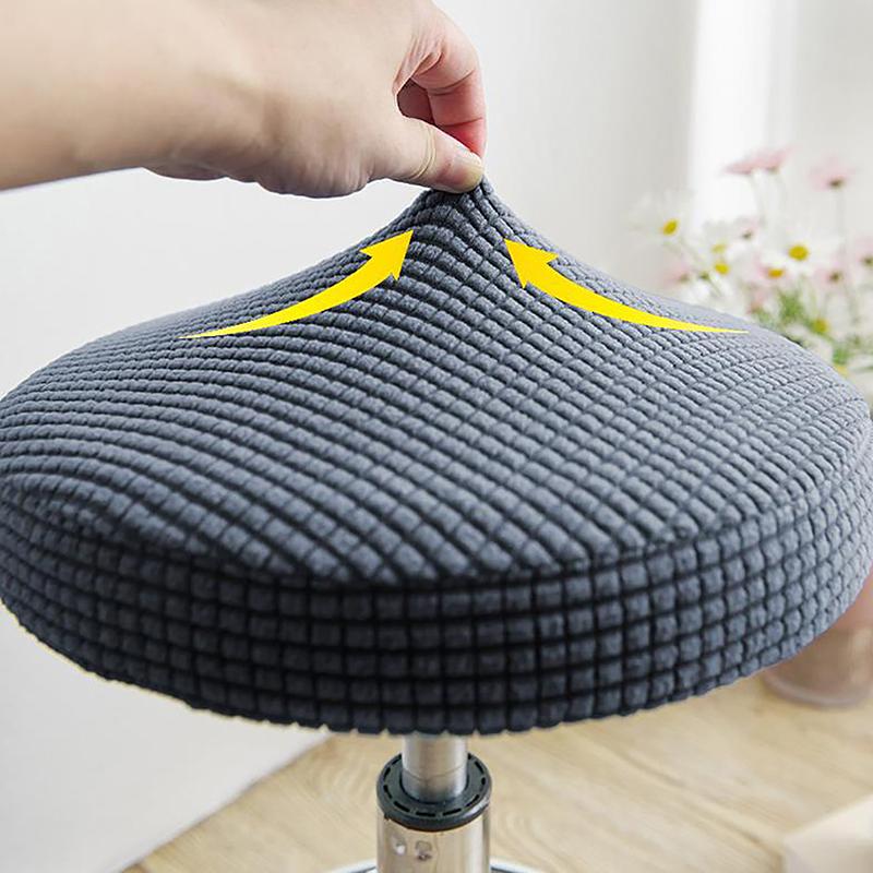 Bar Stool Cover Polar Fleece Round Chair Cover Removable Stool Slipcover Solid Seat Cushion Protector Washable Bar Stool