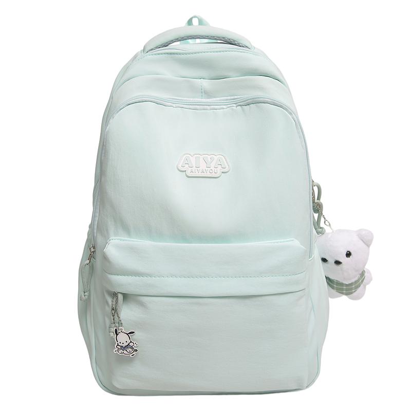 

Women s Backpack Solid Color Backpack Campus Style High School Students Large Capacity Schoolbag зелёный