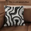 2D Abstract Black & White Patterned Throw Pillows Pattern Cushion Cover Suitable For Sofa Bedroom Car Pillow Cover