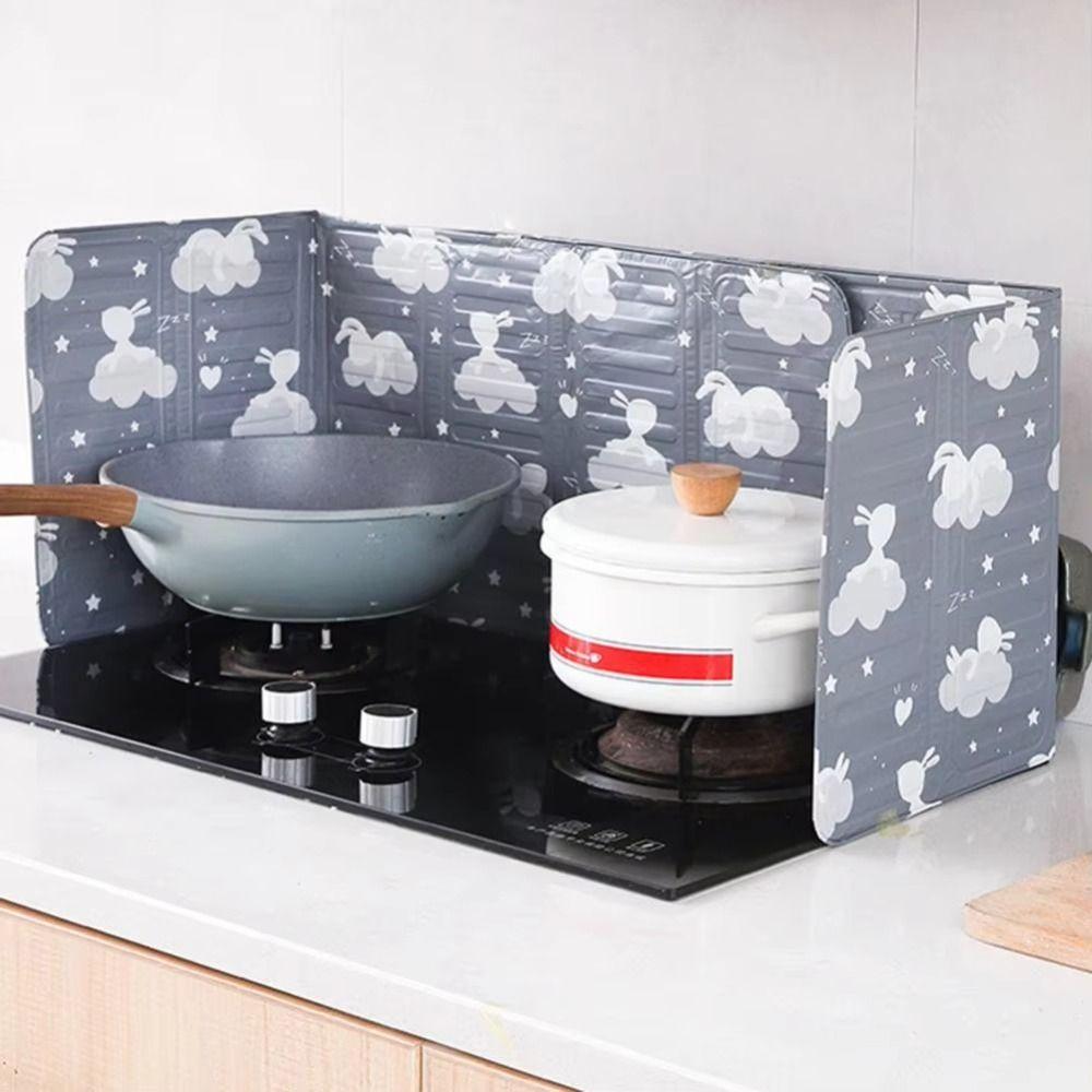 Foldable Gas Stove Oil Baffle Anti Splatter Heat-resistant Gas Stove Insulation Board Aluminum Foil Oil Baffle