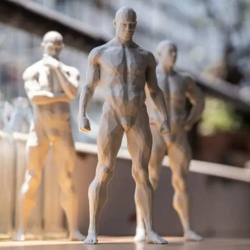 3D Yoga Pose Figurine – Male Plastic Desktop Ornament for Home & Office Decor
