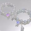 Sweet Flower Pendant Green Pink Blue Purple Cracked Crystal Burst Flower Crystal Beaded Bracelets for Women Girls Jewelry 1415