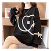 Navava Women Lovely Heart Ribbon Point Long Sleeve Sweatshirt Nt1321