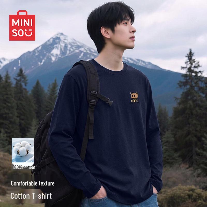 MINISO Men's Crew Neck Long Sleeve T-Shirt