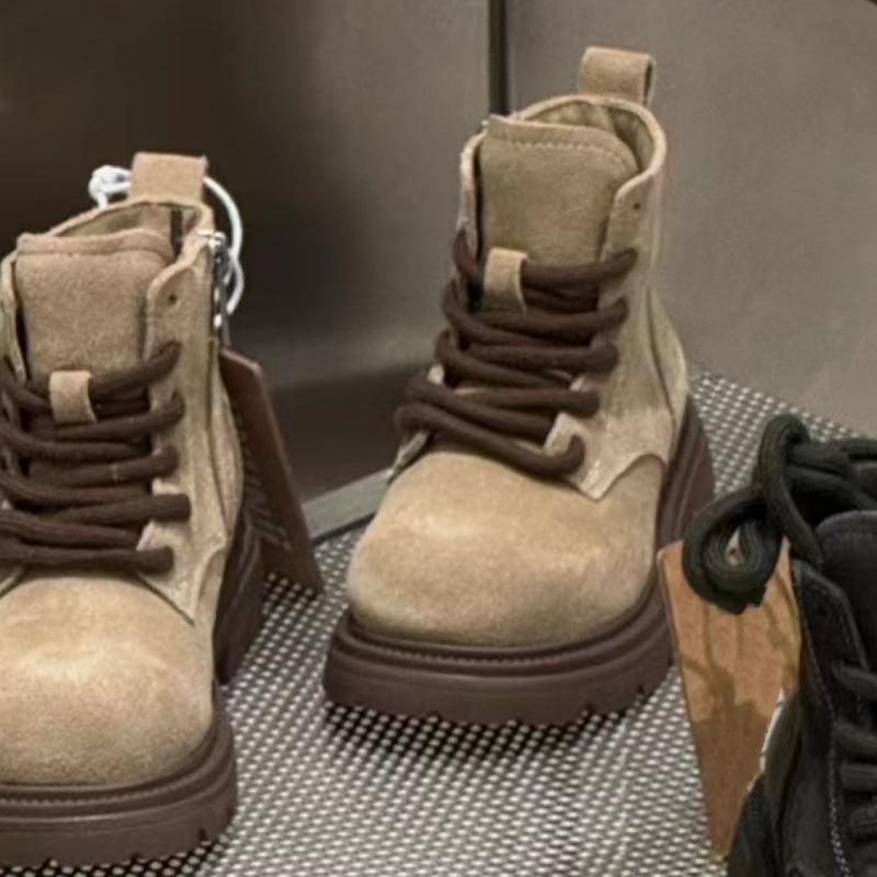Children s Martin Boots for Girls, Korean Style, New Autumn and Winter Model, Thick-Soled Side-Zipper Boots for Girls, Short Boots for Boys, Baby 26 хаки