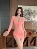 Pure desire sexy longsleeved mesh ruffle edge splicing base hipwrapped short dress women's nightclub overalls