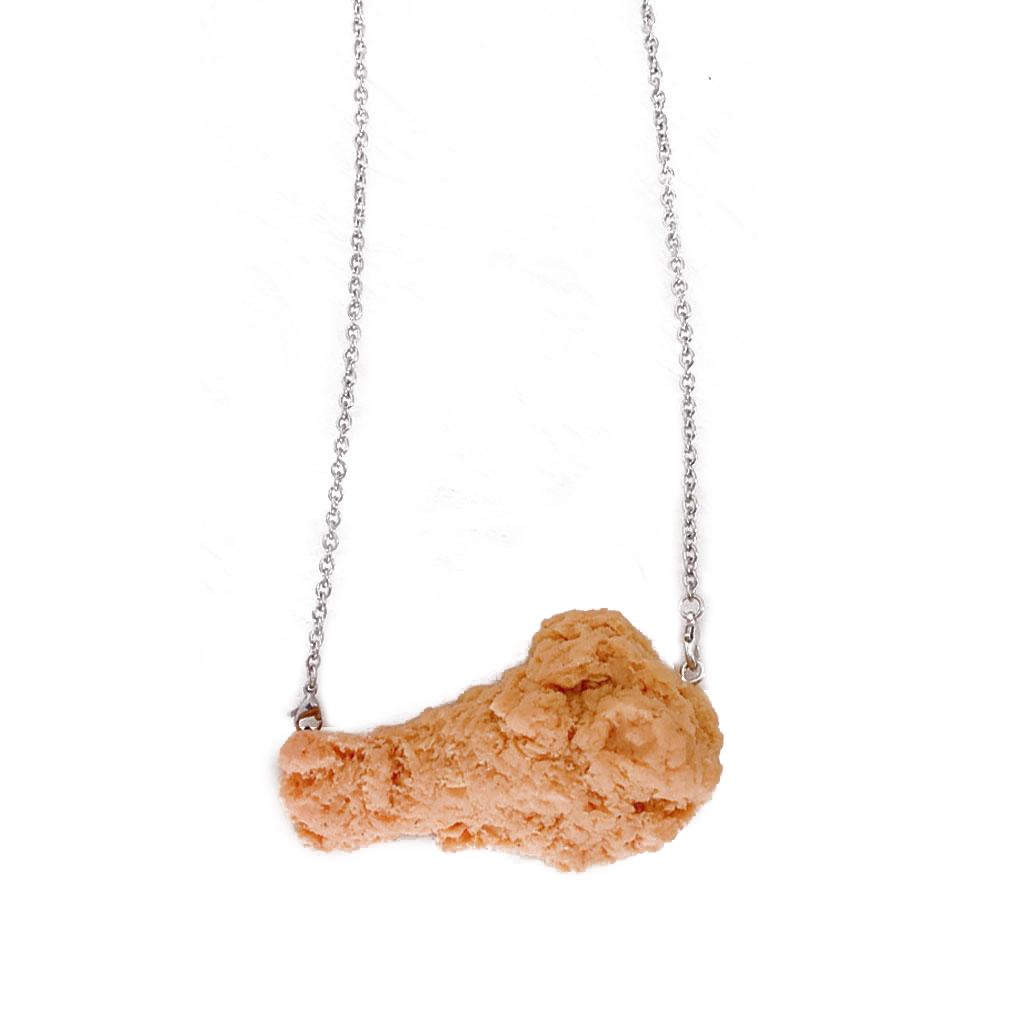 Simulation Fried Chicken Pendant Necklace Lovely Funny Realistic Food Jewelry