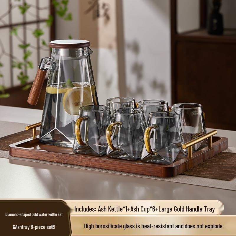 Yagang High-Temperature Resistant Glass Kettle Set for Tea, Living Room Cold Water Kettle Cup Set