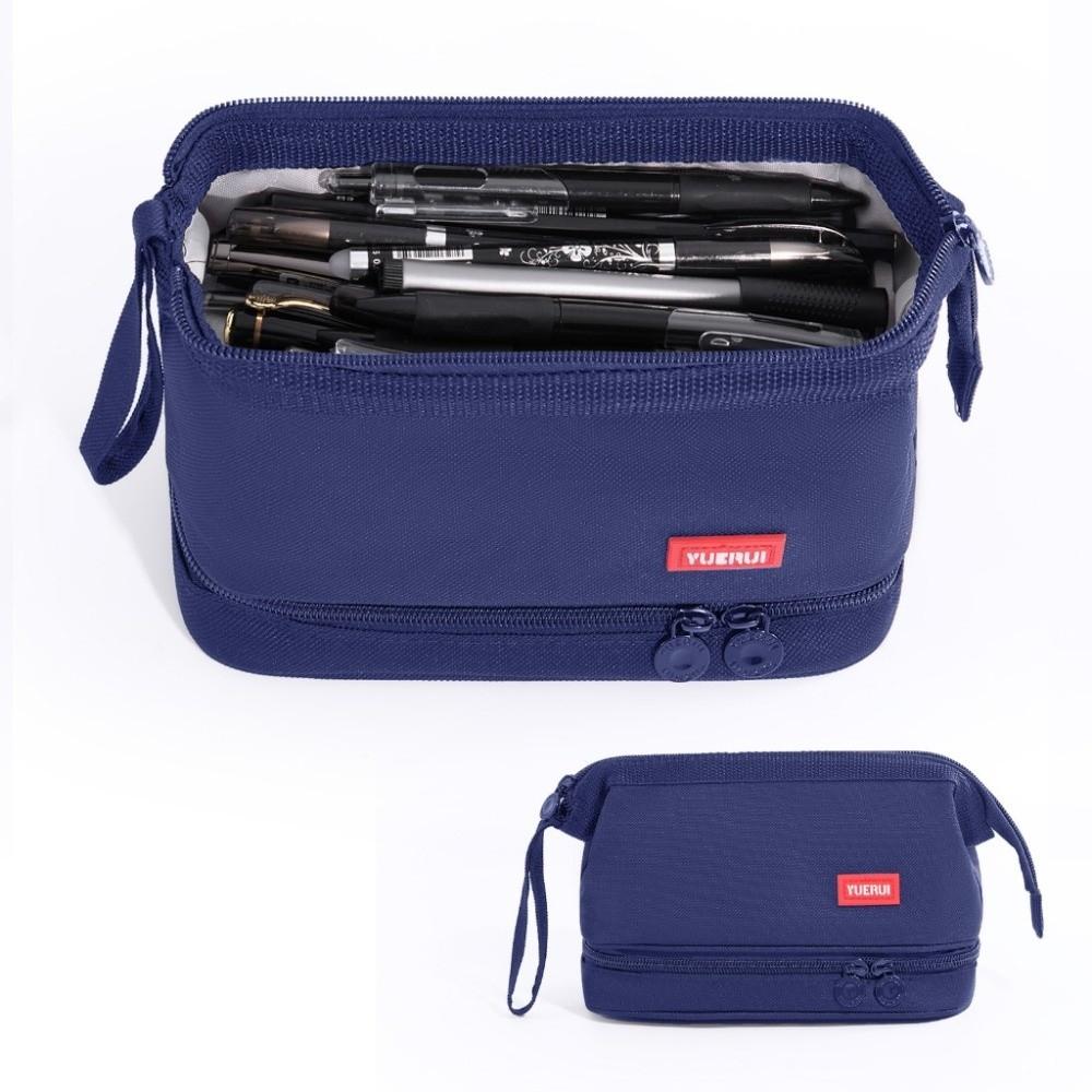 

Double-layer Pencil Bag Oxford Cloth Stationery Organizer Fashion Pen Box Students чорний