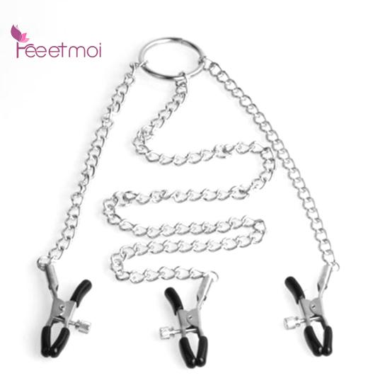 Brustklemmen-Stimulation, amüsante erotische Enge, verstellbarer Drei-Klemmen-Brustgefühl-Clip