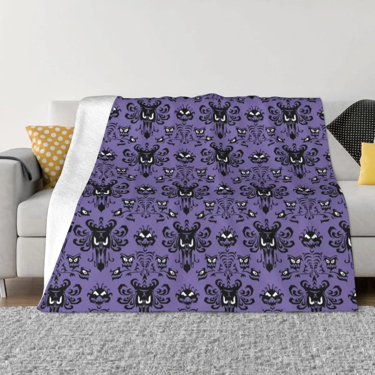 Purple Haunted Mansion Wallpaper Throw Blanket Blankets For Sofas Vintage Blanket Single Blanket 30x40in