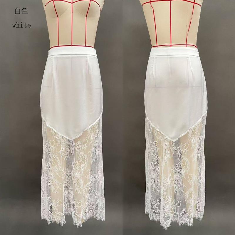 Spring New Women's Clothing Sexy Lace Splicing Medium and Long Skirt, Hip Wrap Skirt