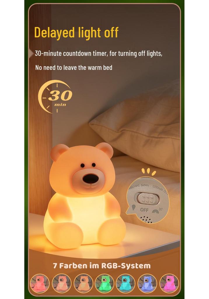 Rechargeable Silicone Teddy Bear Night Light