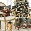 Christmas Theme Sofa Pillow Cover Snowman Print Cushion Cover Polyester Pillow Cover Car Cushion Cover