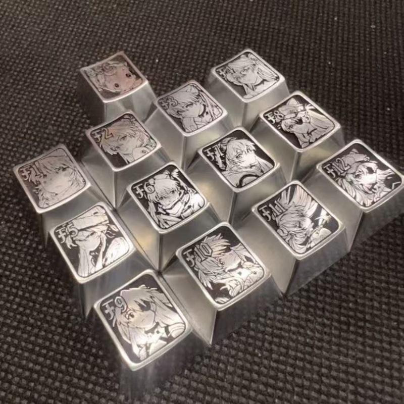 Anime Asuka Langley Soryu Neon Genesis Evangelion Metal Keyboard Cap Suit Machine Personalize Dstereoscopic Decoration Gift