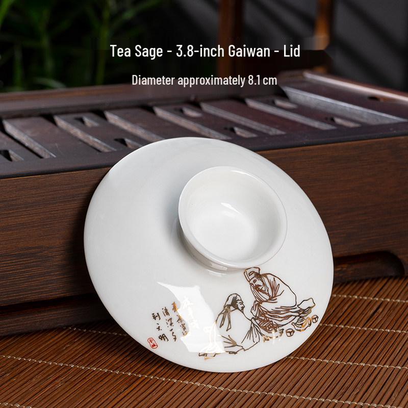 Gaiwan Teacup: Ceramic Lid & Bowl, 7.1CM-8.1CM Diameter, Kung Fu Tea Set Accessory.