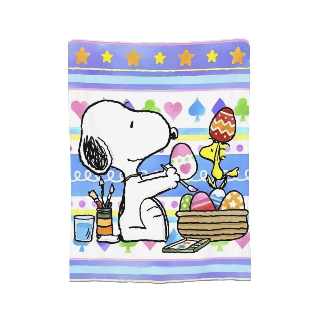 Snoopys & Woodstock Fun & Flowers Flannel Blanket Awesome Throw Blanket for Home Hotel Sofa 150*125cm Quilt,