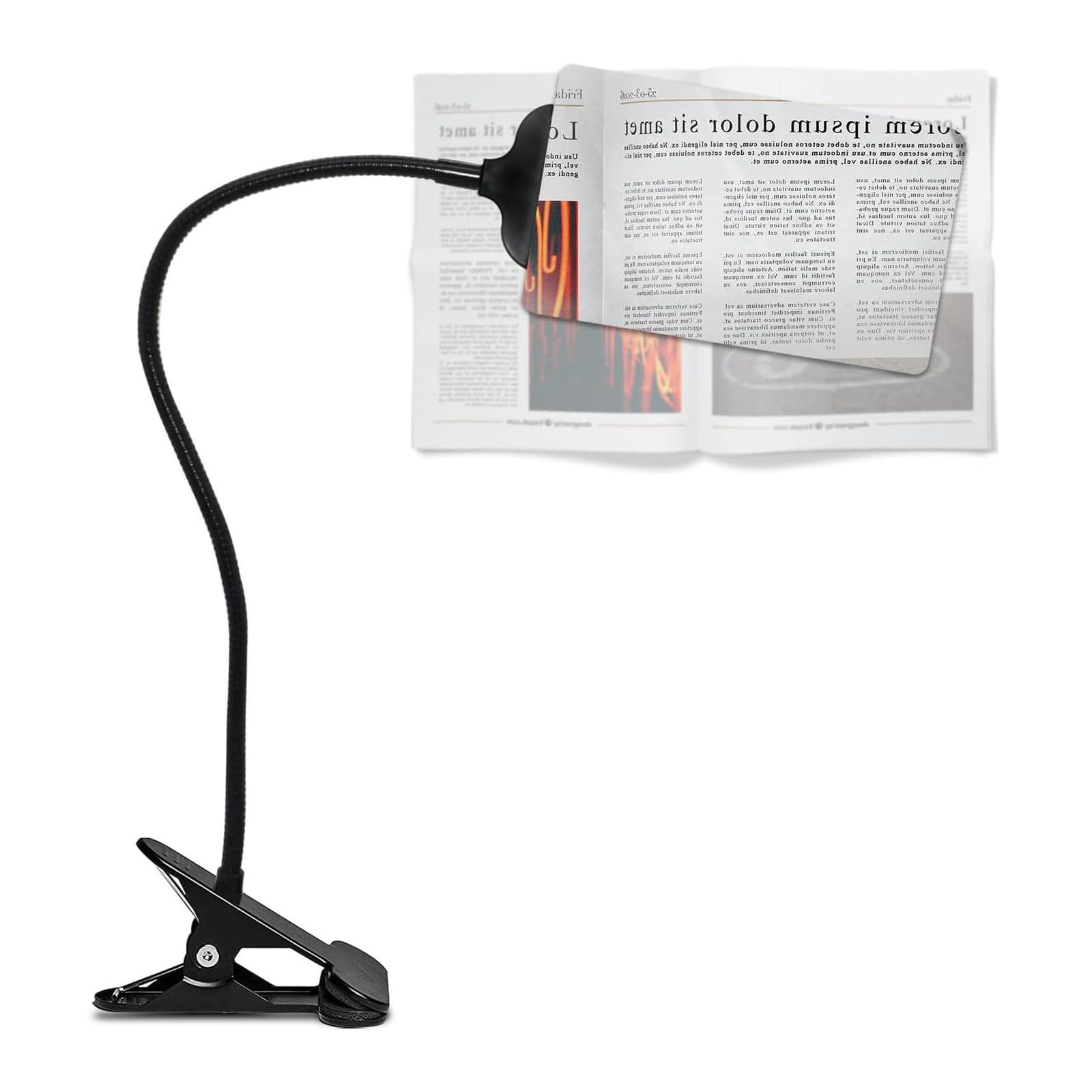 

5x Magnifying Glass with Square High Adjustable for and Jewelry Stand, Shape, Clip-on Lens, Magnification, 360° Angle, Reading, Newspapers, Maps, чорний