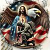 Vintage Tin Sign Patriotic God Bless Military Soldier Jesus Eagle Wall Art Durable Metal Poster Home Decor 2D Print