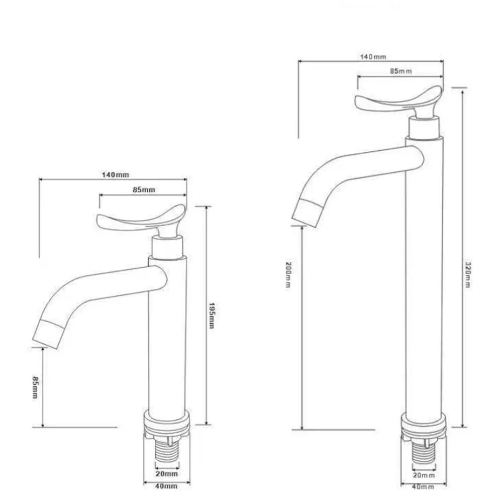 Bathroom Faucet Stainless Steel Sink Tap Black&Gold Single Cold Water Washbasin Tap Deck-mounted Bathroom Basin Faucet