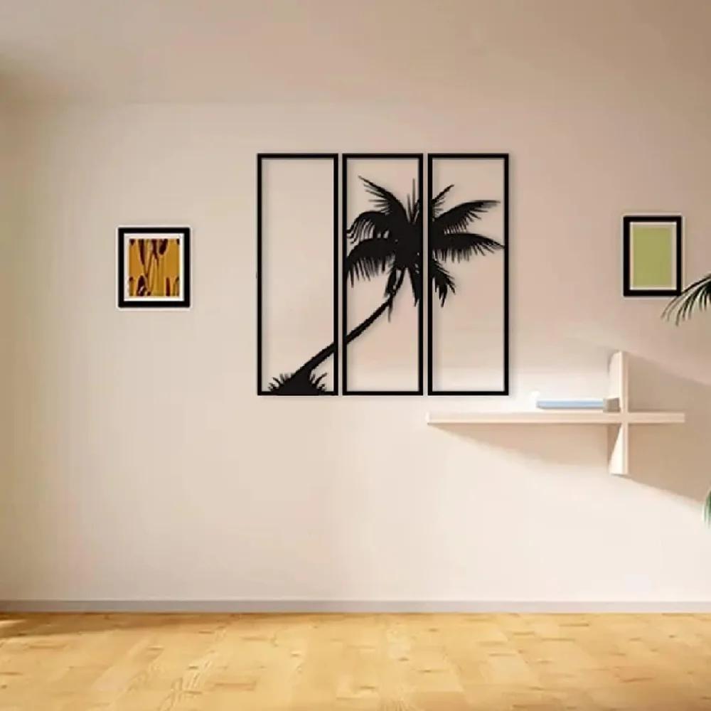 3 Pcs Metal Palm Tree Wall Art – Iron Tree Sign. Stylish Metal Home Decor. Interior Decoration. Elegant Wall Hanging Decor.