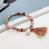 Boho bunter Tonperlen Muschel Quaste Armband