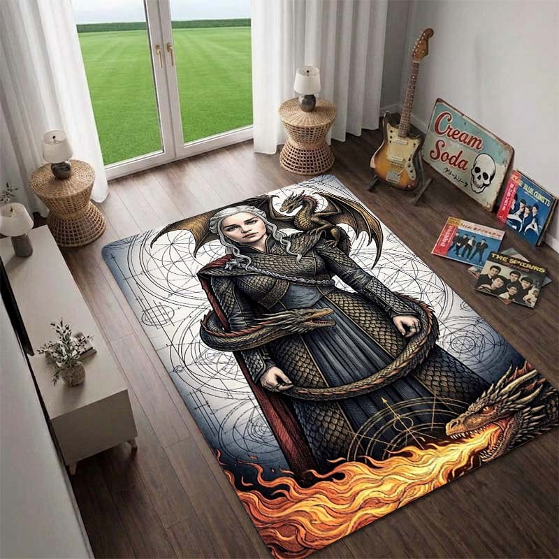 House Targaryen,the Dragon Queen,*Game of Thrones* Rug,Living Room Rug,Floor Mat for Computer Chair, Doormat, Bedside Carpet