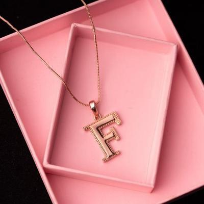 Rose Gold Letter F Pendant Necklace For Women/Girls