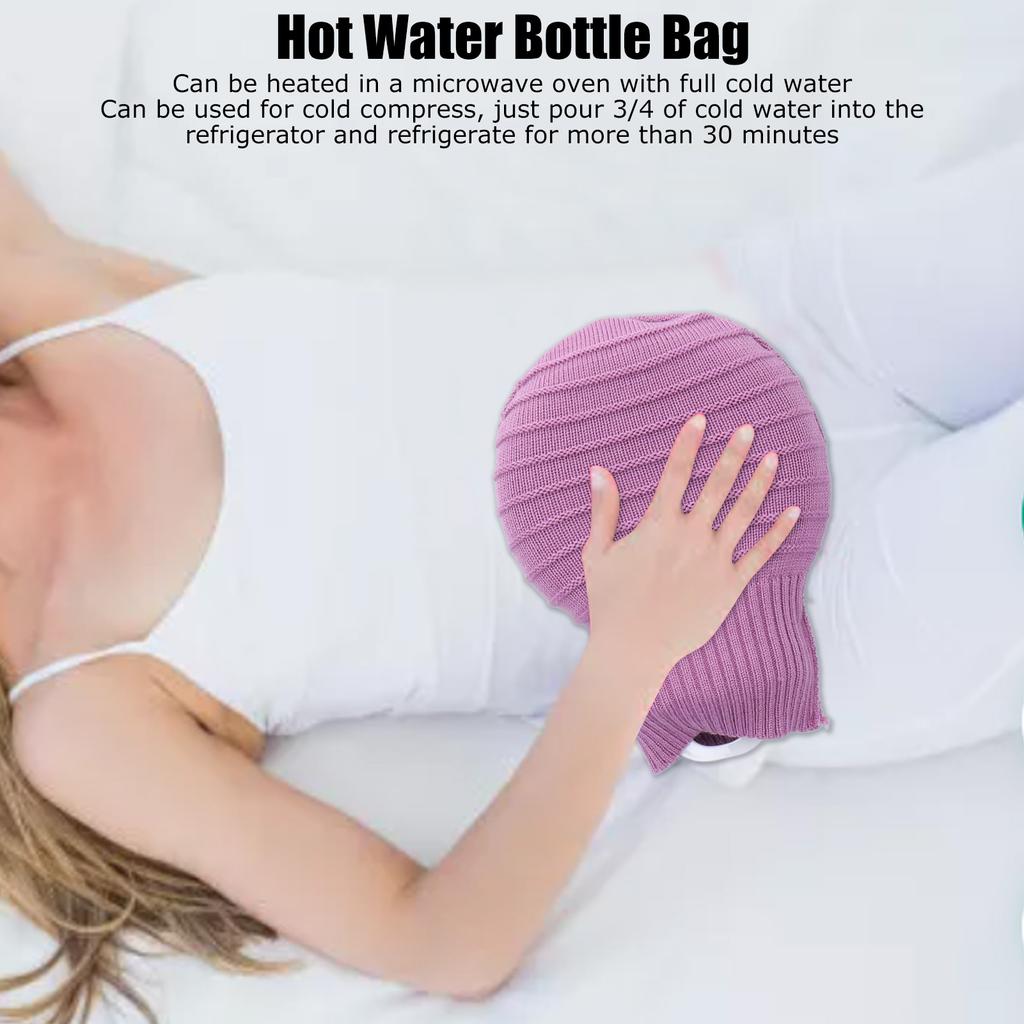 Hot Water Bottle Bag Explosionproof Silicone Hot Water Bottle with Knit Cover for Family Life 245ml