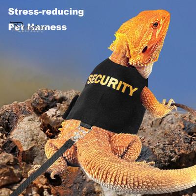 Postroj na vodítko pro ještěrky Prodyšné měkké polstrování Vesta pro plazy Bearded Dragon s nastavitelným háčkem a smyčkou Snadné nošení Malá zvířata Bezpečnostní potisk