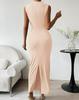 European Spring/Summer Sleeveless Back Slit Pleated Tight-Fitting Women's Dress 2026