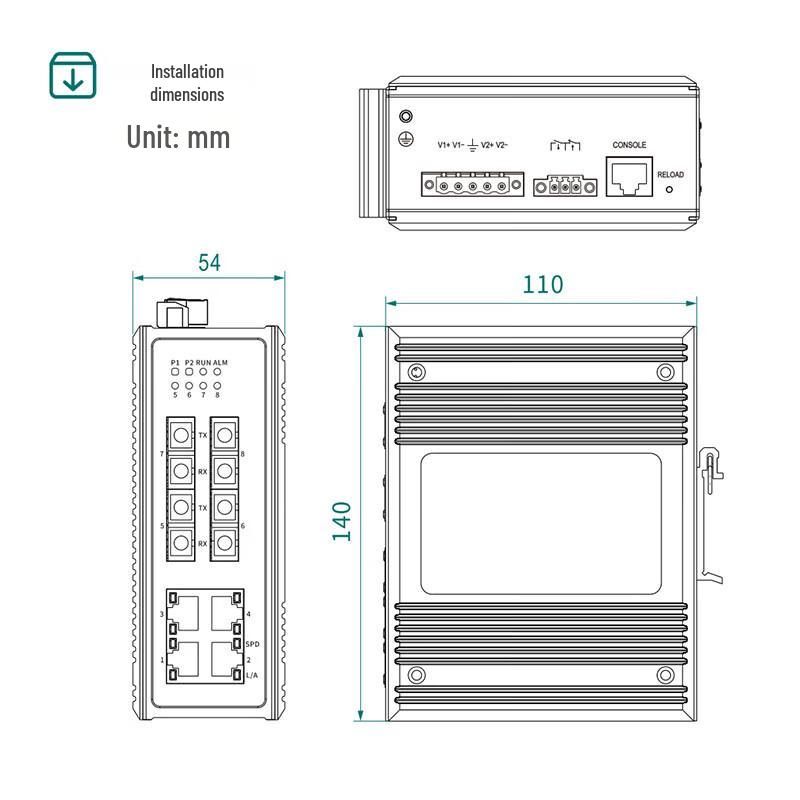 Maiwei 8-Port Industrial Managed Ethernet Switch