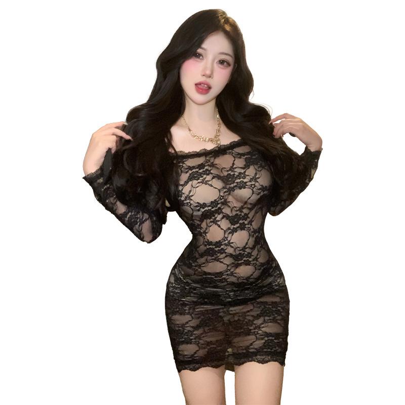 Sexy underwear stepmother lace tight slim dress black pure desire sexy imperial sister hip wrap perspective