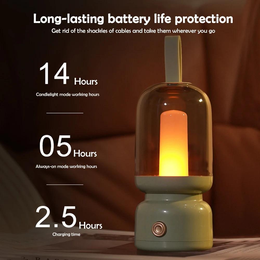 Rechargeable Atmosphere Night Light Warm White Retro Lantern Candle Light Night Lamp for Bedside Table Lamp Decor