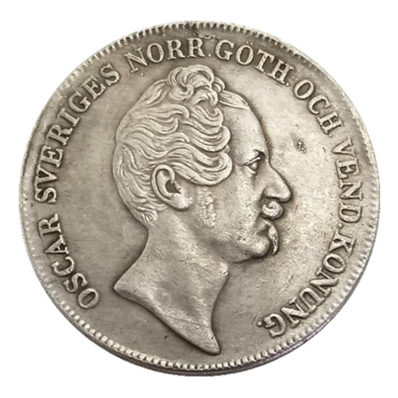 Artigianato Antico Svezia 1852 Riksdale Moneta Commemorativa #2026