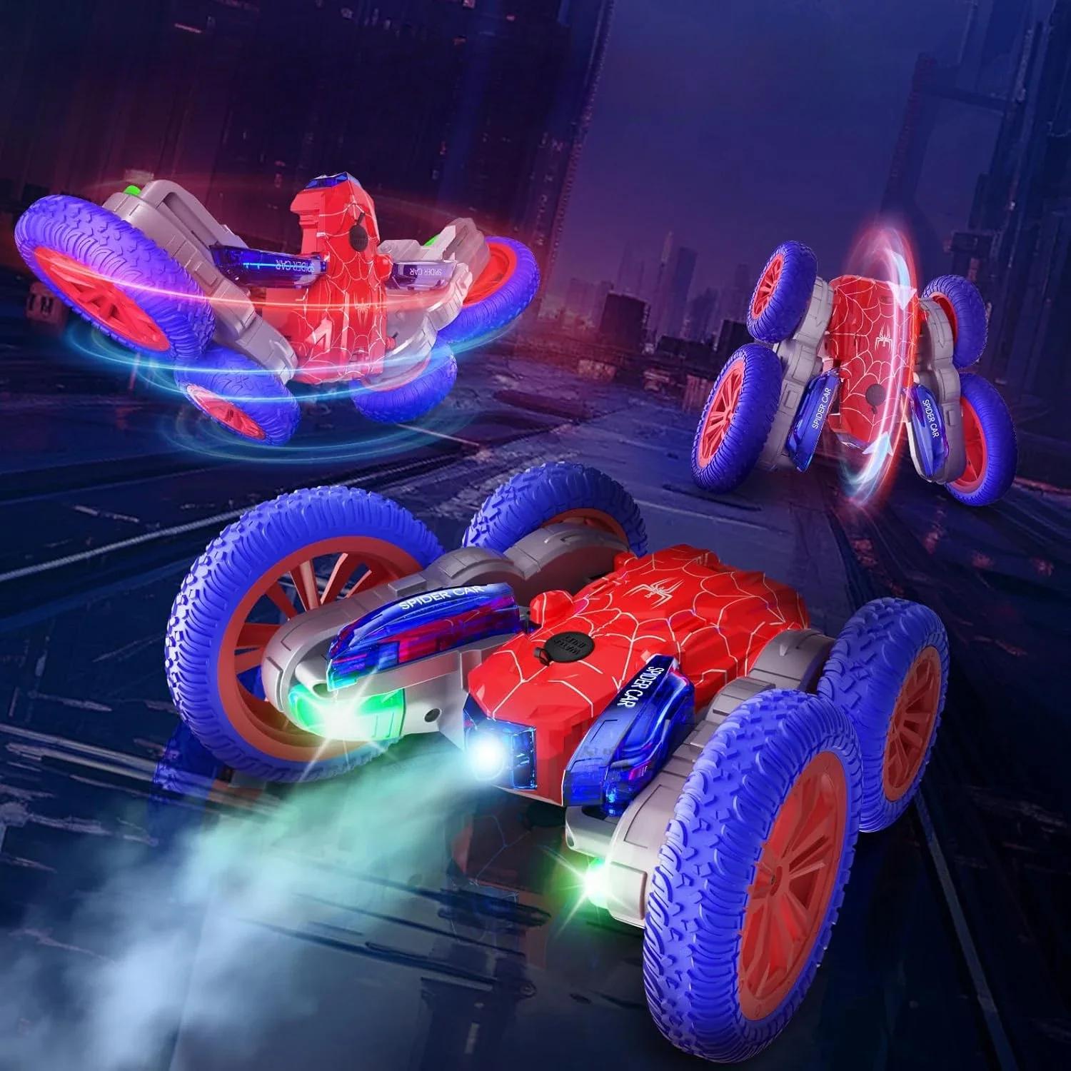 

Светодиодная машина с дистанционным управлением для детей - двухсторонний быстрый гусеничный вездеход с дистанционным управлением, полноприводный внедорожный трюковой автомобиль с переворотами на 360 градусов, вездеходные шины