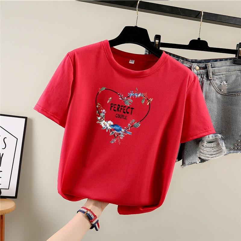 Summer 2025 New Short-sleeved T-shirt Women's Round-neck Printed Top